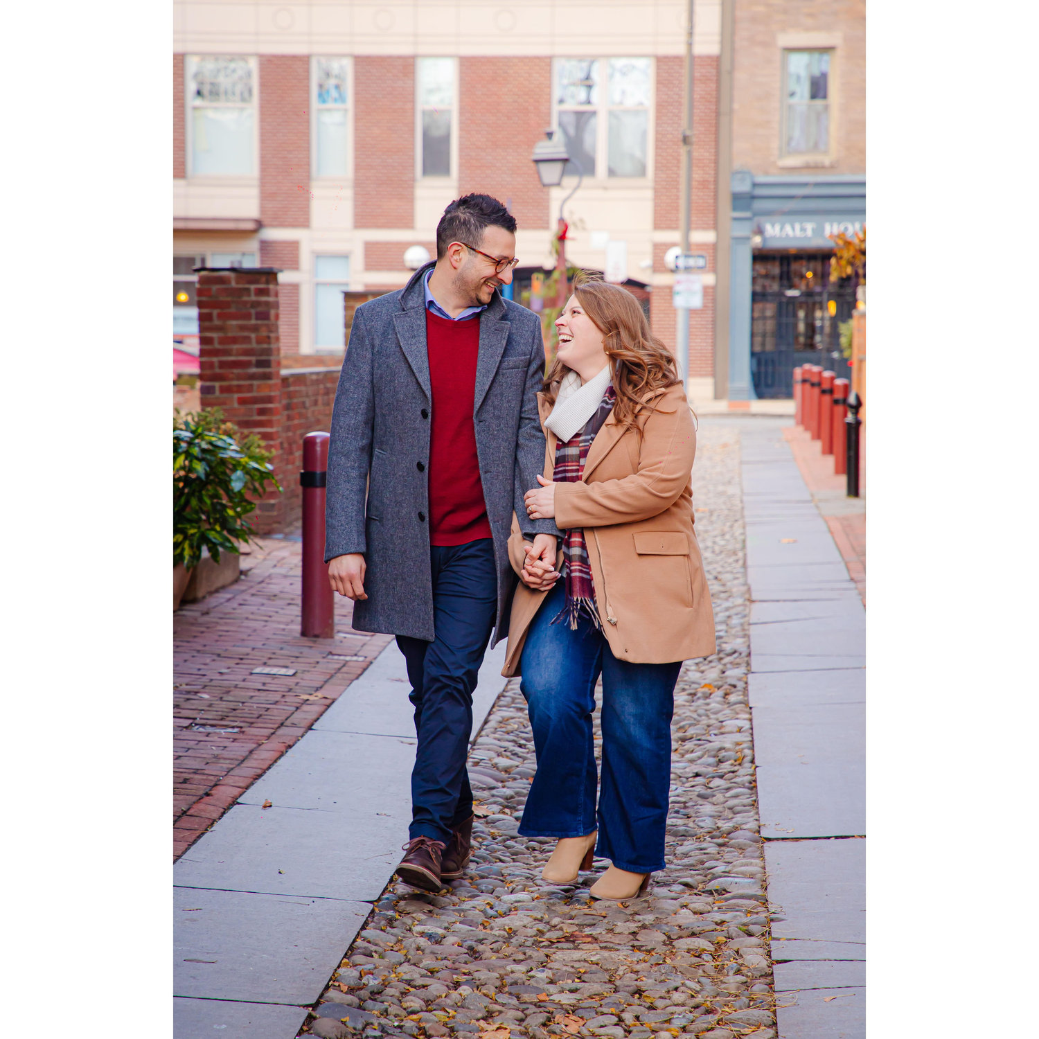 Engagement photos at Elfreth's Alley in Old City Philly 12.21.24