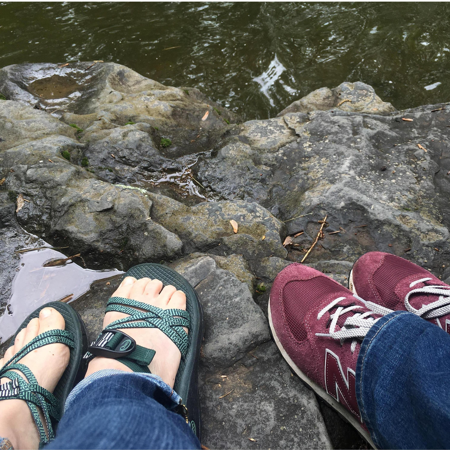 Lisa wears Chacos. Beth wears New Balance.