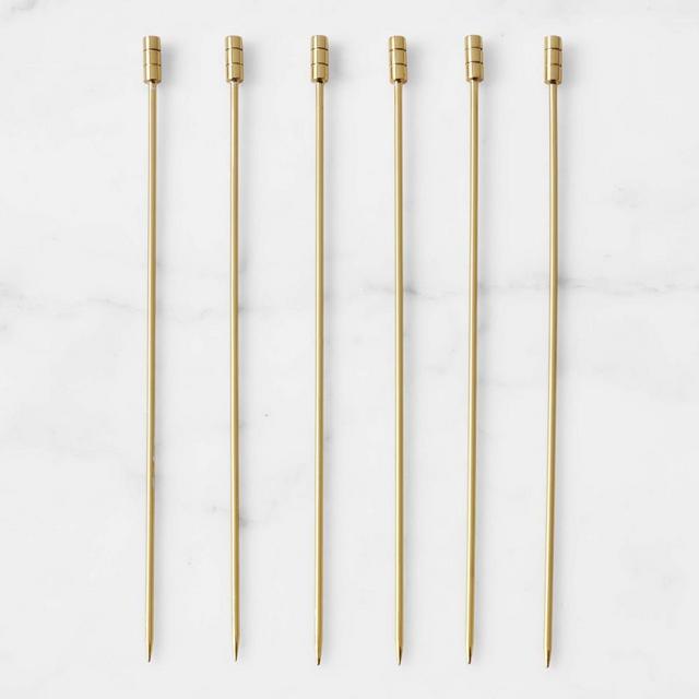 Antique Brass Cocktail Picks, Set of 6, Long