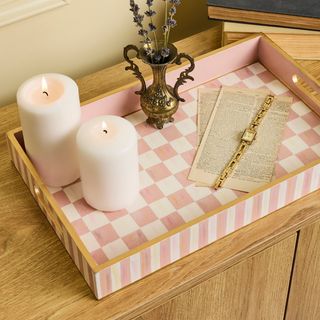 Rosy Check Wood Serving Tray
