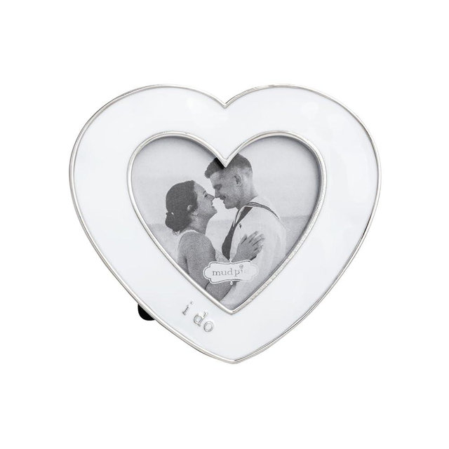 Mud Pie White Metal I Do Mini Enamel Wedding Frame