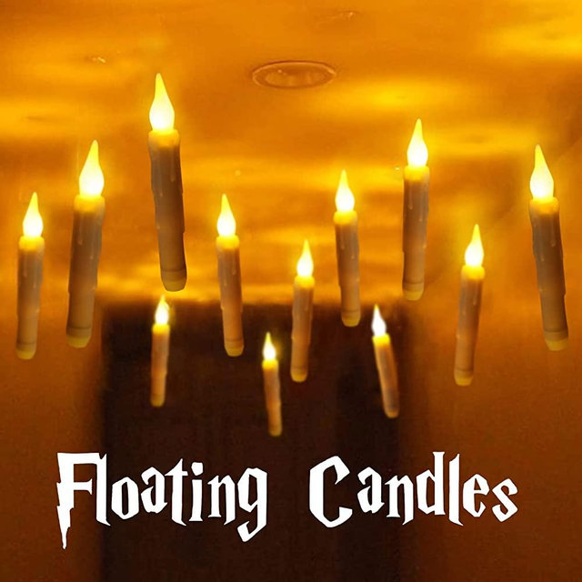 Halloween Decorations - Floating LED Candles with Remote Control - Witch Halloween Decor Christmas Party Supplies Birthday Wedding Indoor Home Room Classroom Bedroom