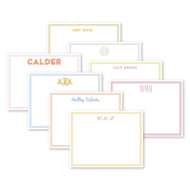 personalized stationery set, monogram stationery with border, thank you note set, colorful stationary, personalized gifts