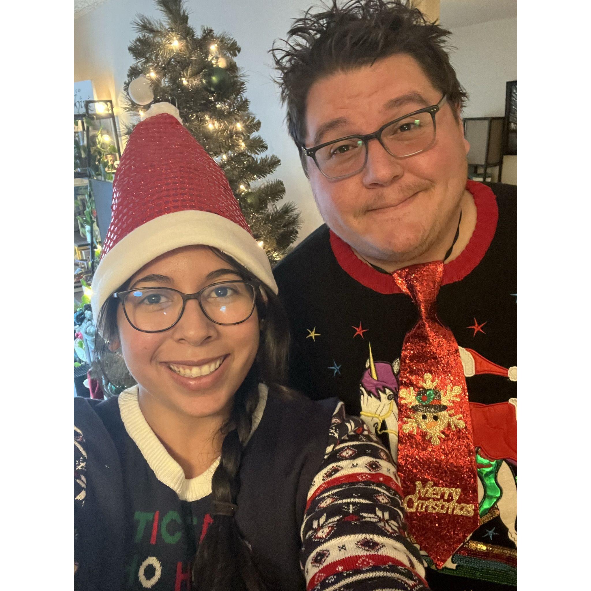 Last Christmas in NH, we participated in a virtual ugly Christmas sweater competition