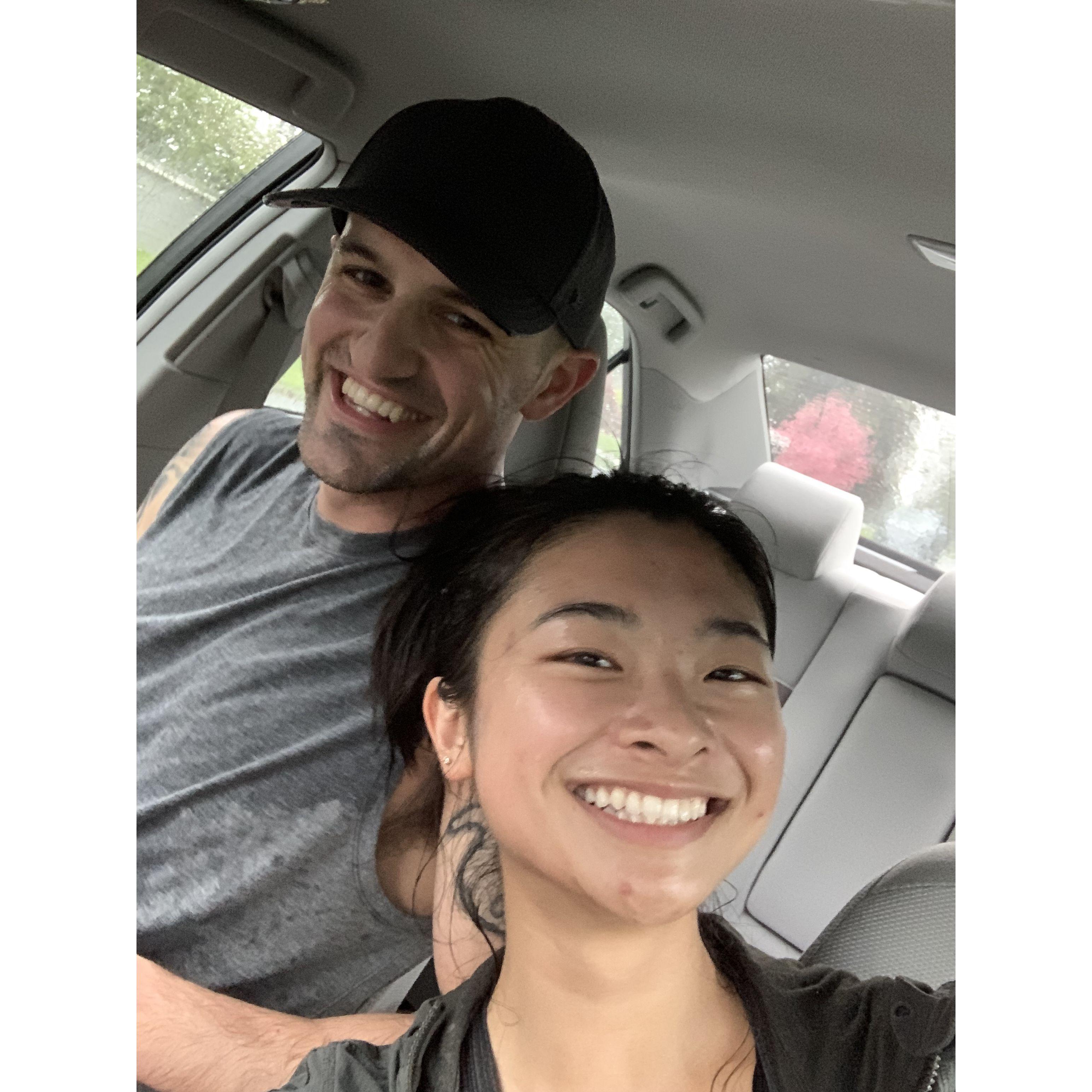 Still smiling after playing outdoor tennis in the pouring rain, perfectly describes our approach to life.