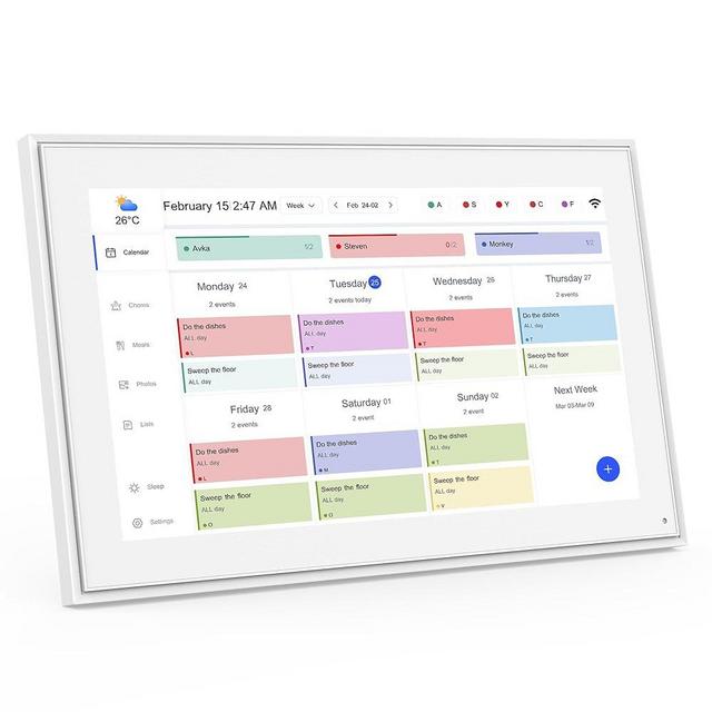 Canupdog Digital Calendar, 10.1inch Smart WiFi Digital Calendar&Chore Chart, 1920 * 1080 IPS Touch Screen HD Display for Family Schedules, Wall-Mounted, Share Moments Instantly from Anywhere