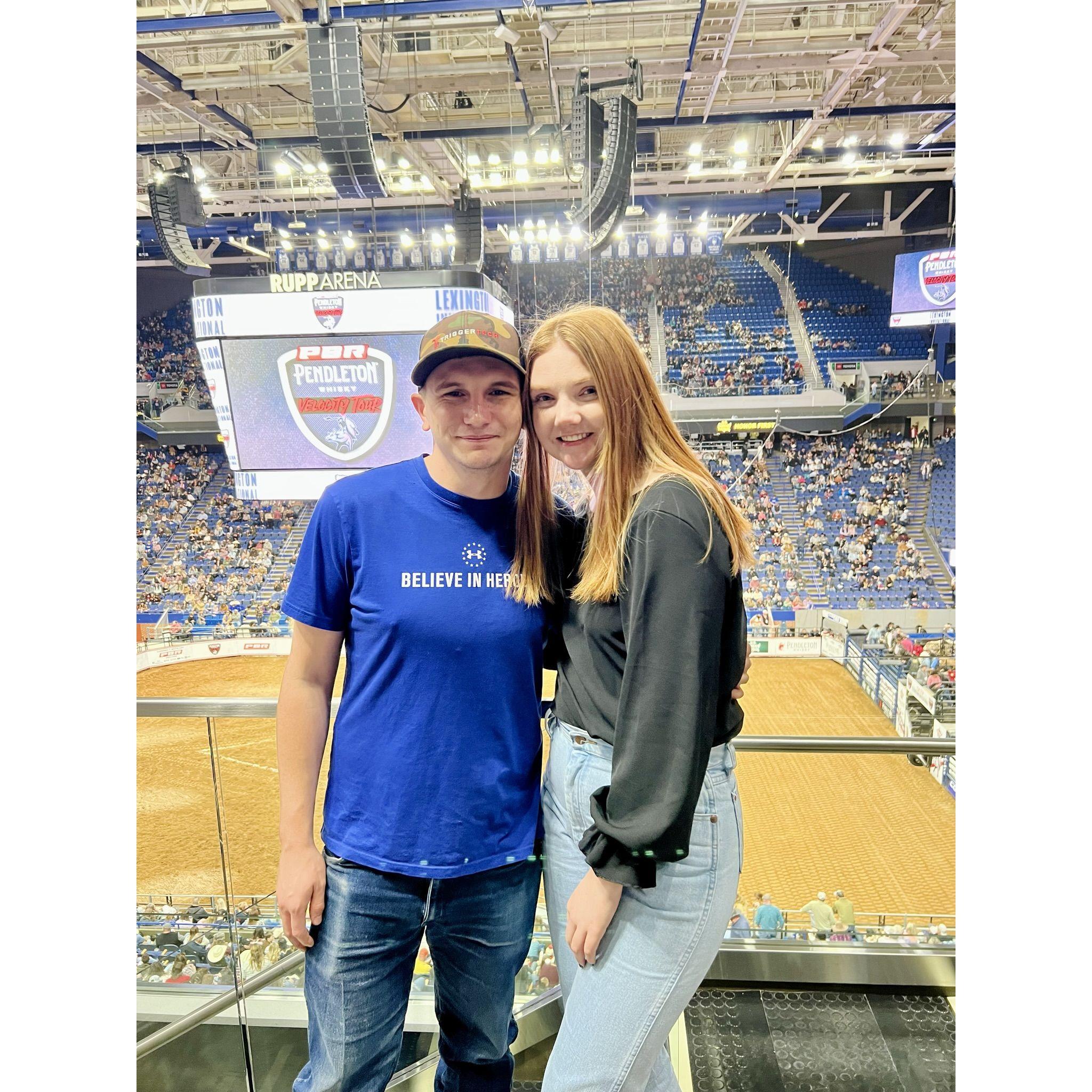 Our first photo together at the PBR Rodeo in Lexington.