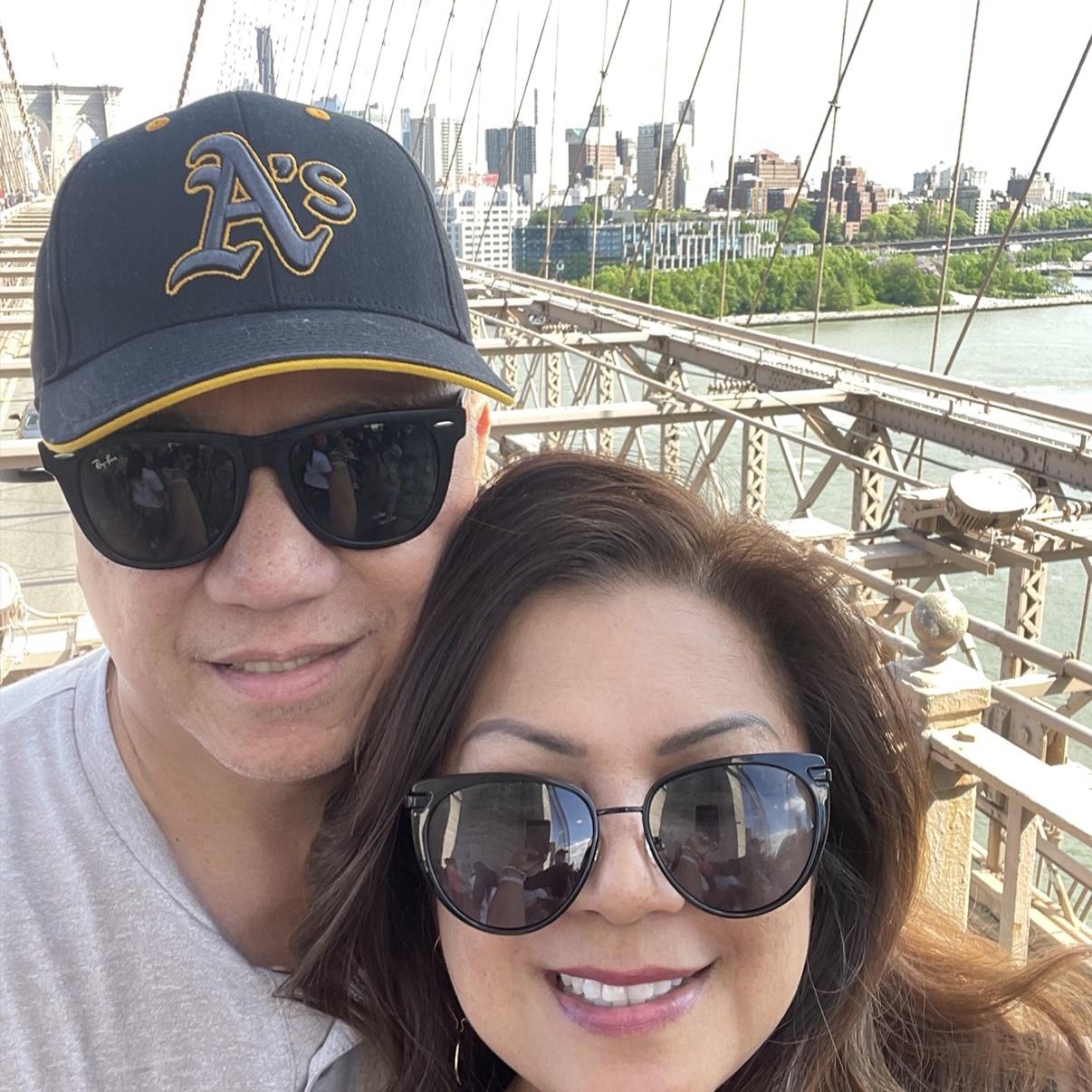 New York on the Brooklyn Bridge