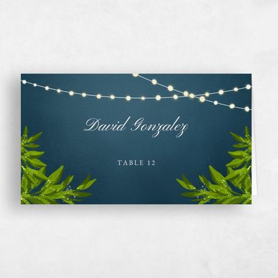 Navy, Blue Wedding Place Card - Marietta