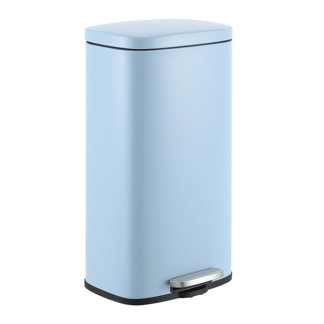 happimess HPM1011G Curtis 8-Gallon Step-Open Trash Can, Fingerprint Resistant, Modern, Minimalistic for Home, Kitchen, Laundry Room, Office, Bedroom, Bathroom, Tide Pool Blue