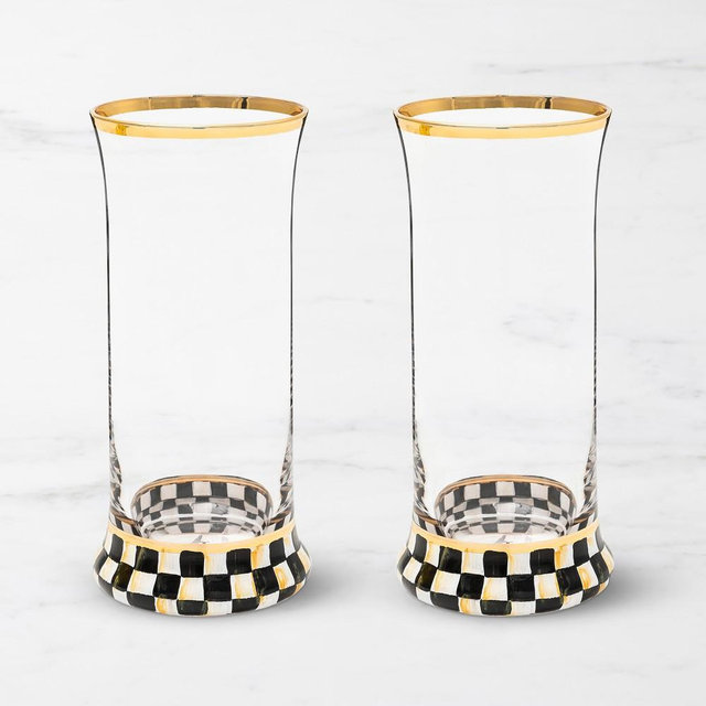 MacKenzie-Childs Courtly Check Highball Glasses, Set of 2