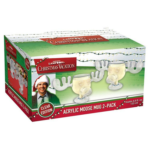 ICUP National Lampoon's Christmas Vacation 2 Pc Clear Acrylic Moose Mug Set (4.5 oz each)