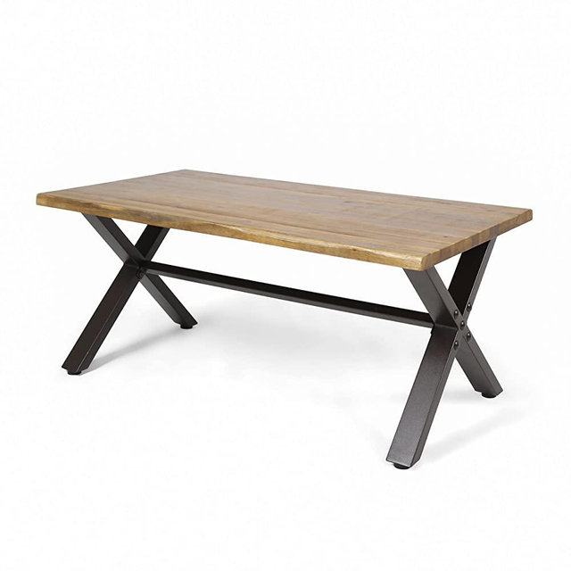 Christopher Knight Home Sanibel Outdoor Acacia Wood Coffee Table, Teak Finish / Rustic Metal