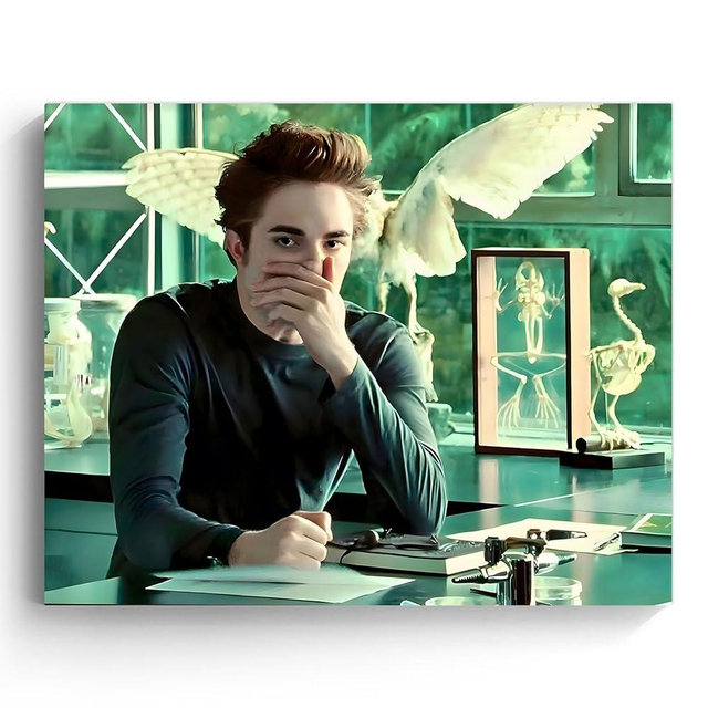 B.B.F MAKE Funny Framed Canvas Wall Art Bathroom Decor The Twilight Saga Movies Poster Print Edwards Oil Painting Humorous Picture Modern Artwork for Living Room Dorm Wall Home Decoration (8x10inch)