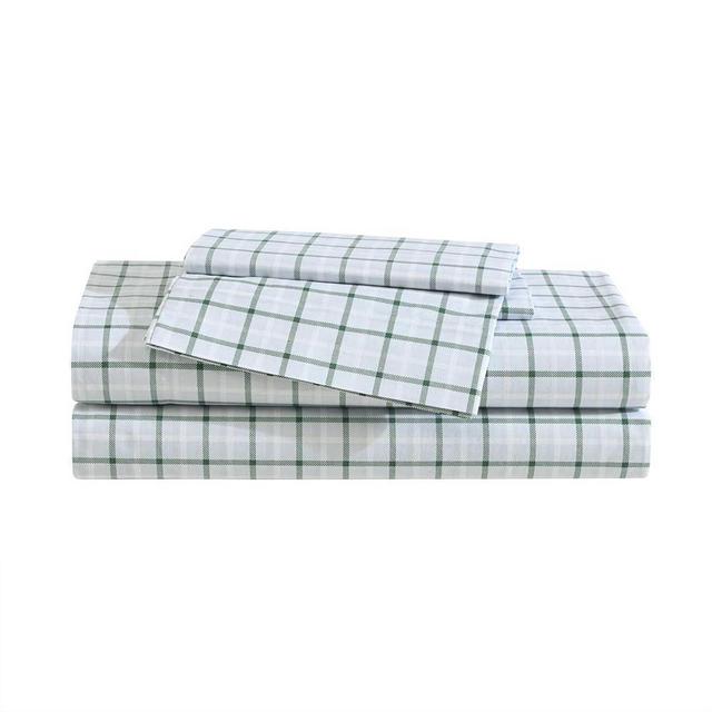 Eddie Bauer - King Sheet Set, Premium Cotton Percale Bedding Set, Plaid Home Decor, Oeko-Tex Certified (Classic Tattersall Plaid Green, King)