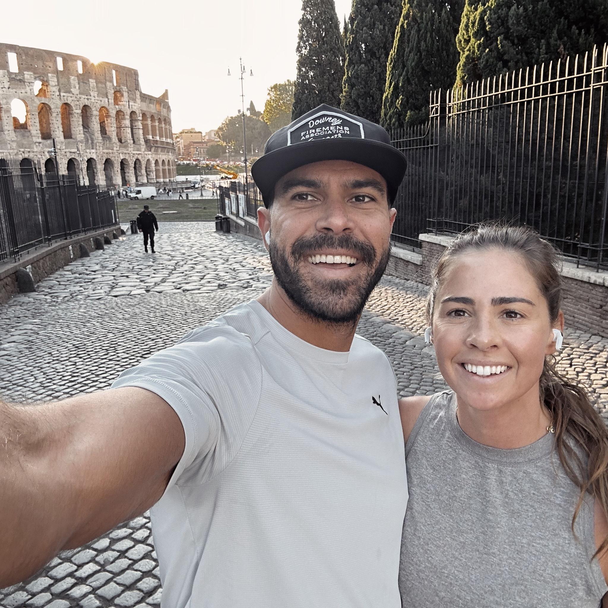 Mid-run in Rome, Italy