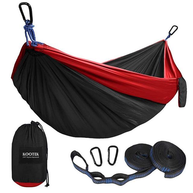 Kootek Camping Hammock Double & Single Portable Hammocks with 2 Tree Straps, Lightweight Nylon Parachute Hammocks for Backpacking, Travel, Beach, Backyard, Patio, Hiking