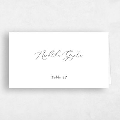 White Wedding Place Card - Niligan