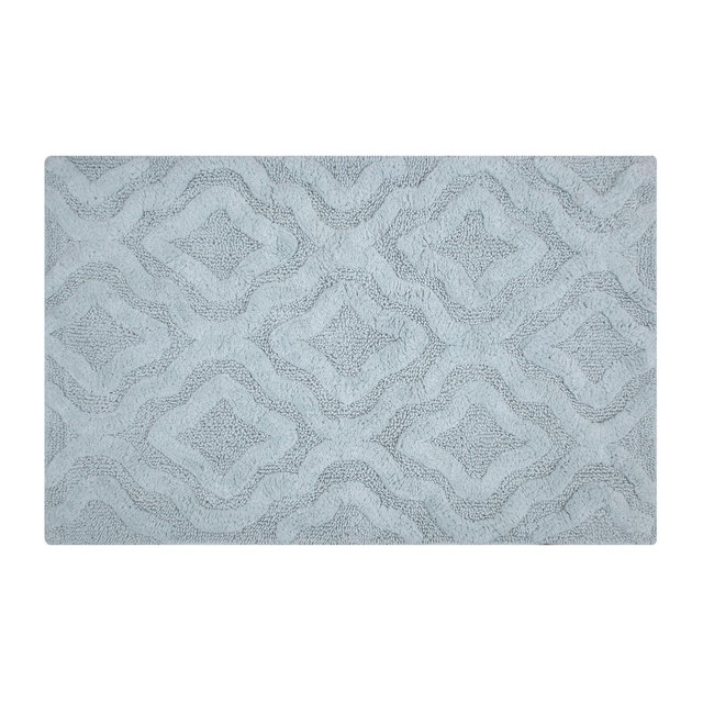 Knightsbridge Link Bath Rug Cotton Non Skid Back - 24x40", Light Blue
