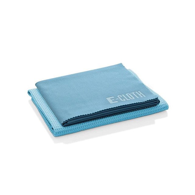 E-Cloth Window Cleaning Pack, Microfiber Glass Scrubbing Cloth & Polishing Cloth (Set of 2), Blue