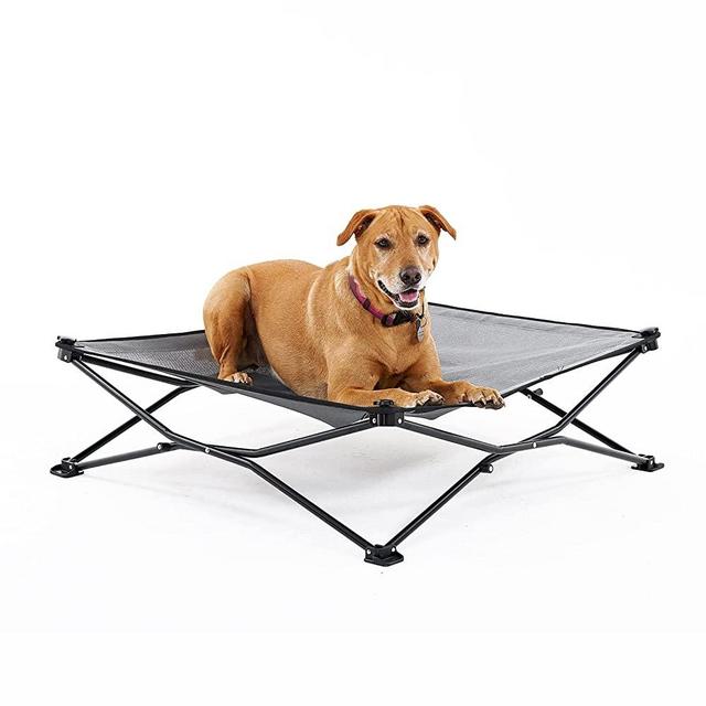 Coolaroo On The Go Cooling Elevated Dog Bed, Portable for Travel & Camping, Collapsible for Storage, Large Grey