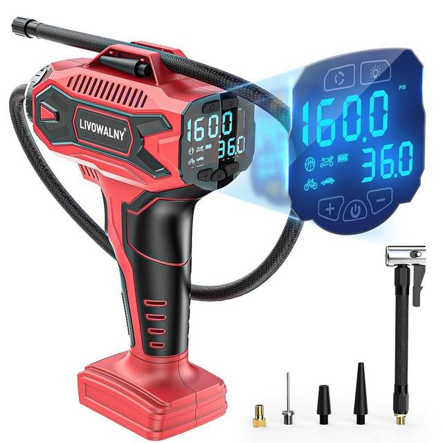 Tire Inflator Air Compressor Compatible with Milwaukee for M18 Battery,160PSI Cordless Portable Electric Air Pump with Digital Pressure Gauge for Car Motorcycles Bike Sport Ball Auto(no battery)