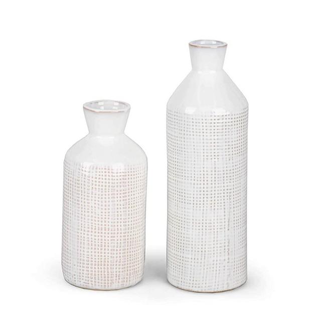 Leicofay Ceramic Hollow Donut Vase Set of 2, Off White Vases for Decor  Nordic Minimalism Style Decor for Wedding Dinner Table Party Living Room  Office Bedroom (L9”*W8” Bottle Mouth 1 inch) 
