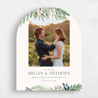 Green Arch Wedding Save the Date - Winslow Photo