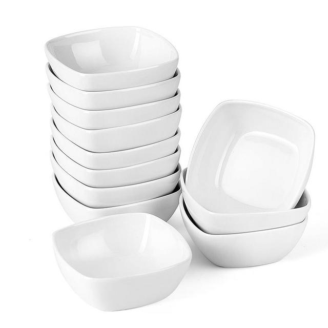 MALACASA 5 oz Porcelain Dip Bowls Set, 12 Pack Dipping Sauce Dishes, Charcuterie Bowls, Stackable Ramekins for Pudding, Souffle, Creme Brulee, Dessert, Snack, Charcuterie Boards accessories, Oven Safe