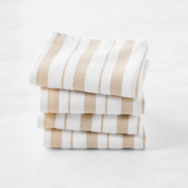 Williams Sonoma Classic Stripe Dishcloths, Set of 4, Khaki