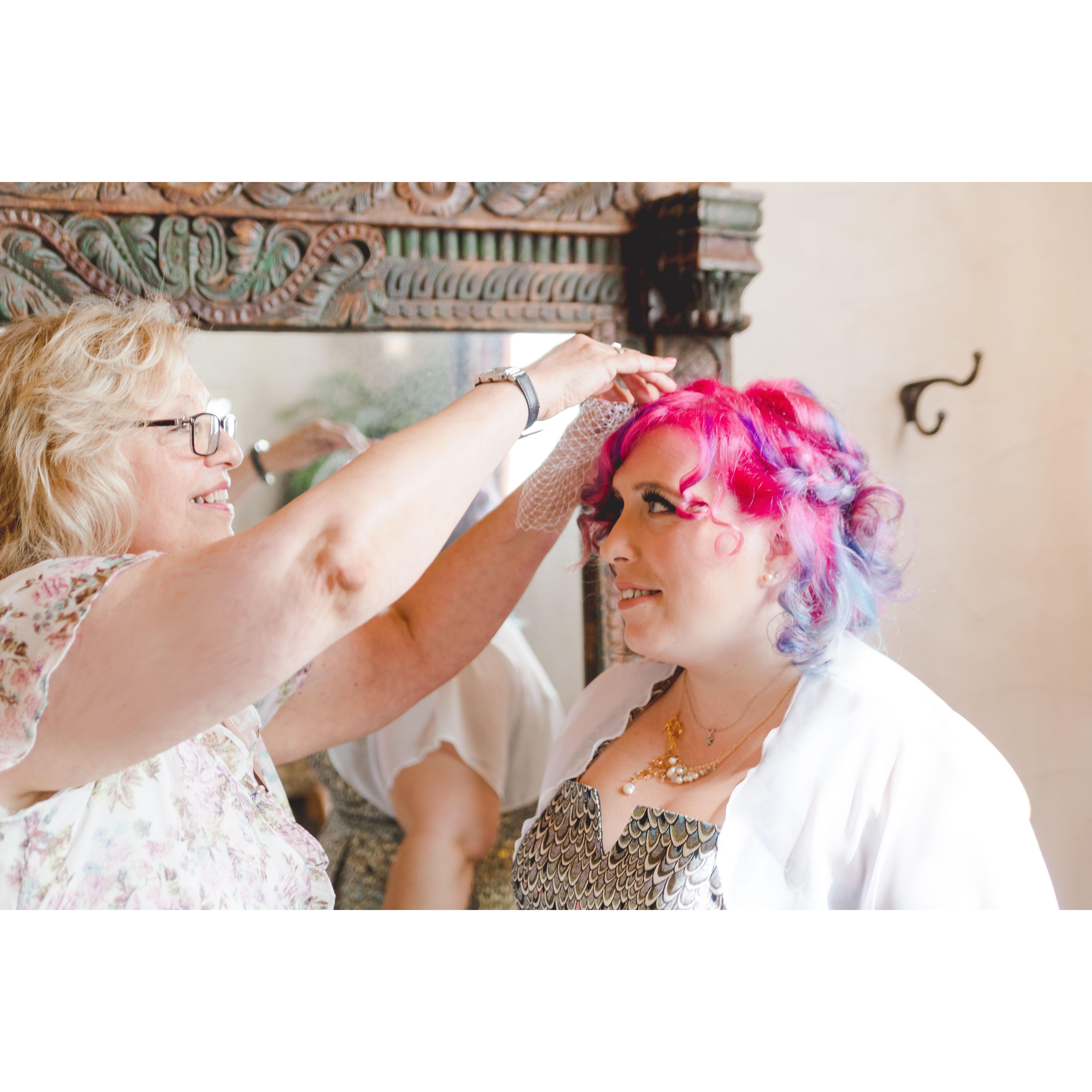 Lauren and Mom getting ready.