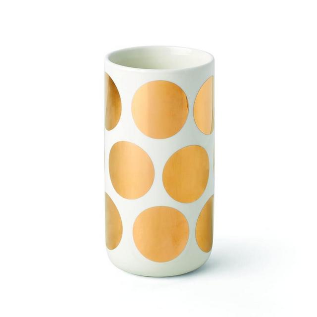 Kate Spade New York Tall Gold Dot Vase, 2.27, White