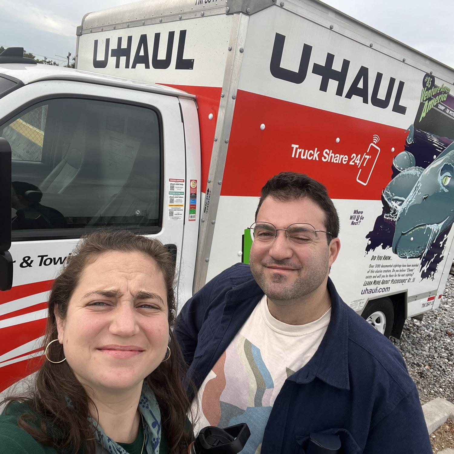 Sam had the brilliant idea to rent us a uhaul for $19/day during a visit to NOLA.

He reserved a pickup but the uhaul store claimed it had been stolen. They offered to let us rent this 10ft box truck.