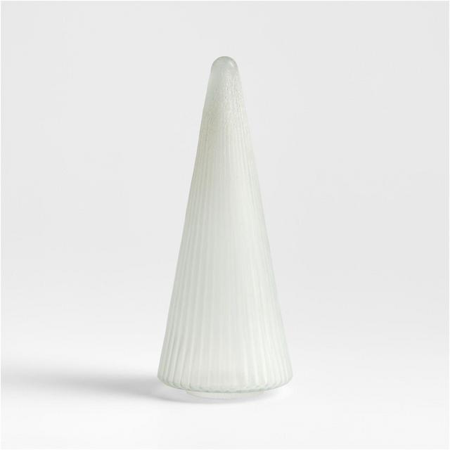 Winter Wonderland Frosted Ribbed Glass Holiday Tree Medium 12"