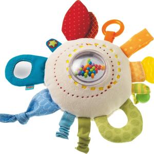 HABA Teether Cuddly Rainbow Round - Soft Activity Toy with Rattling & Teething Elements