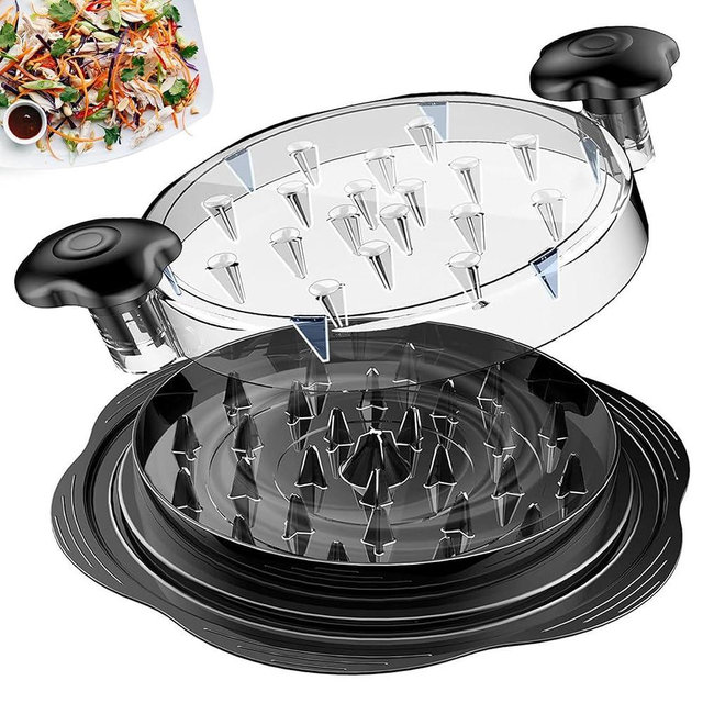 Chicken Shredder Tool Twist Large - Chicken Breast Shredder with Brush & Handles - Meat Shredder Machine Non-Slip Strip, Ergonomic Handle, BPA Free, dishwasher Safe Suitable for Beef Chicken