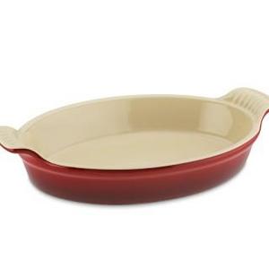 Le Creuset Heritage Stoneware Oval Gratin, 9 1/2", Red