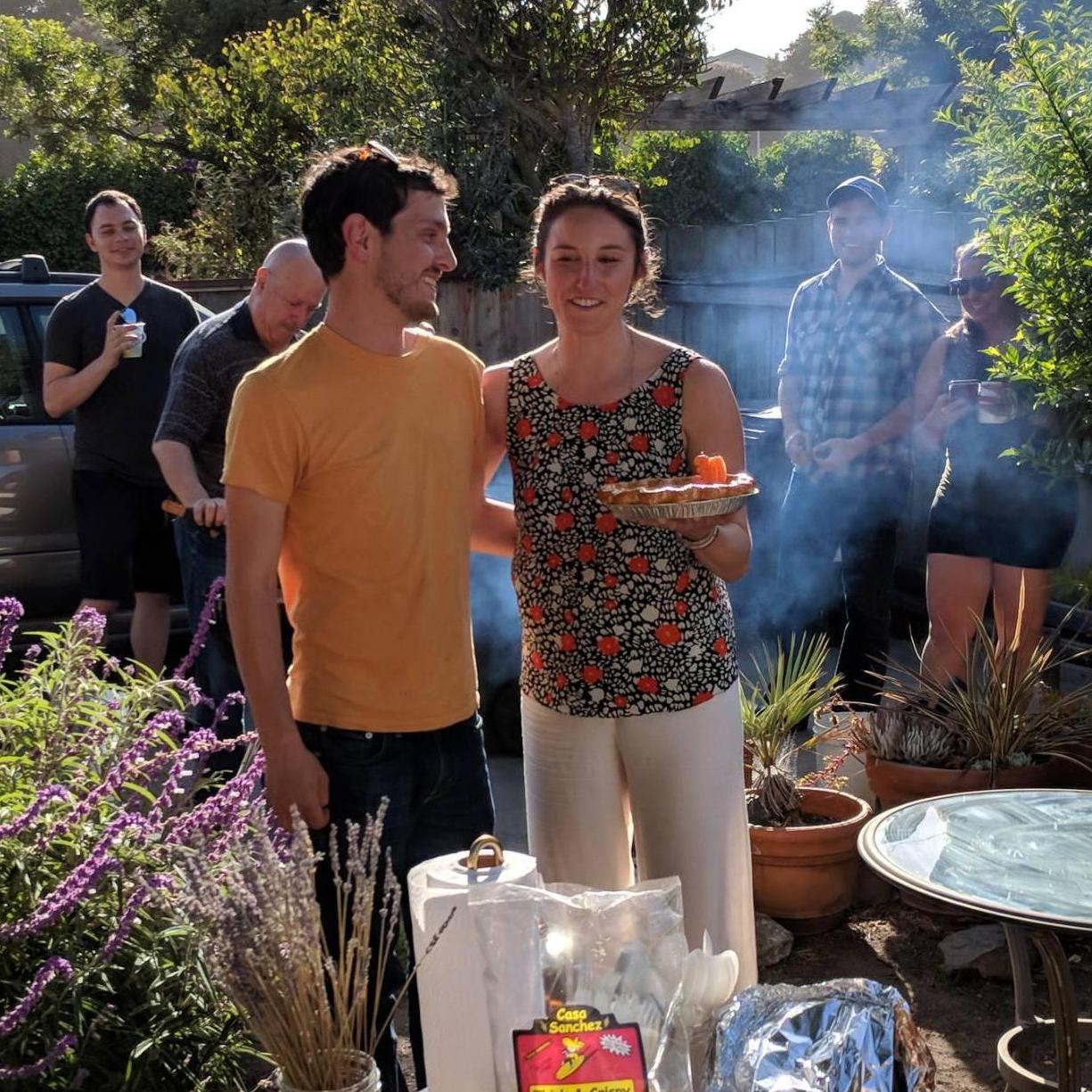 Alex's surprise 30th birthday BBQ. Doug flew across the country to join the festivities!