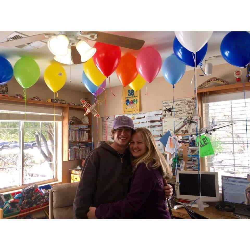 21 balloons Bri hid in Jake's bedroom to surprise him on our 6 month anniversary on January 21st, 2017 ❤