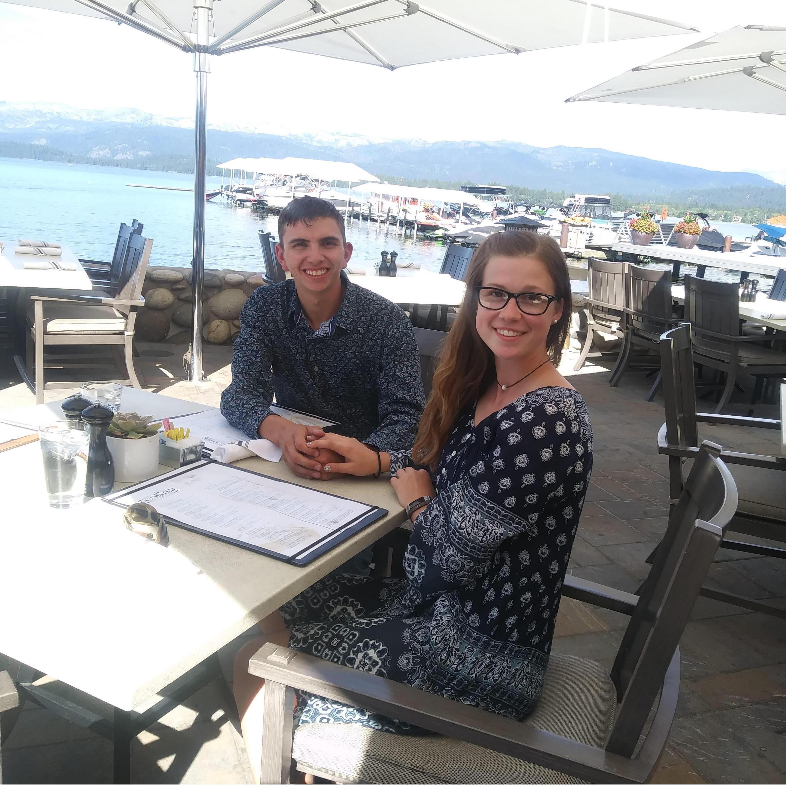 Enjoying a Beautiful dinner in Idaho while visiting his parents for the first time.
