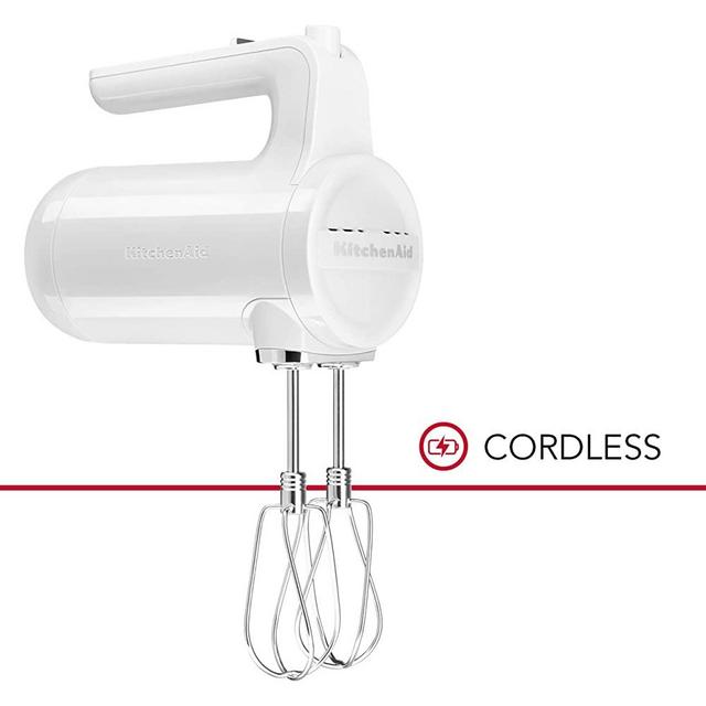 KitchenAid KHMB732WH Cordless Hand Mixer, 7 Speed, White