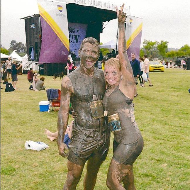 SD mud run. My ankle gave up a little on me so Geno carried me on his back for part of the way.