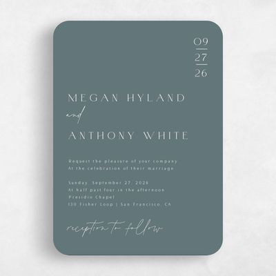 Green Rounded Wedding Invitation - Avinyo Portrait