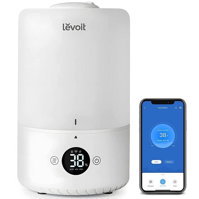 LEVOIT Humidifiers for Bedroom, Top Fill Cool Mist Ultrasonic for Baby Nursery Kids with Essential Oils, Smart Control with Constant Humidity for Plants Indoor, Quiet Easy Clean, BPA Free, 3L, White