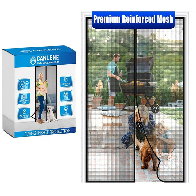 CANLENE Magnetic Screen Door Premium Reinforced PET（Polyethylene Terephthalate） Door Net Easy Install Magnet Screen Door for Sliding Door,Front,Back,Patio,Apartment Door,Size 38”x83”