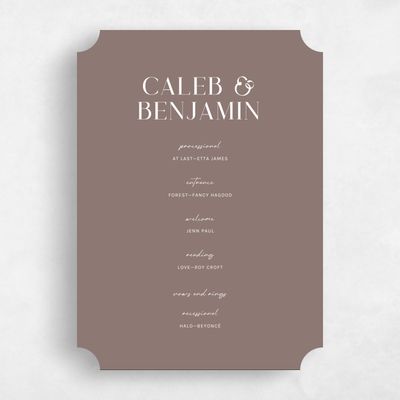 Brown Ticket Wedding Program - Latona