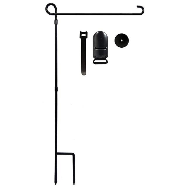YEAHOME Garden Flag Holder Stand, Premium Yard Flag Holder Weather-Proof Metal Powder-Coated Flagpole with Clip and Stopper for American Flag, Fall Garden Flag, Outdoor Garden Decor