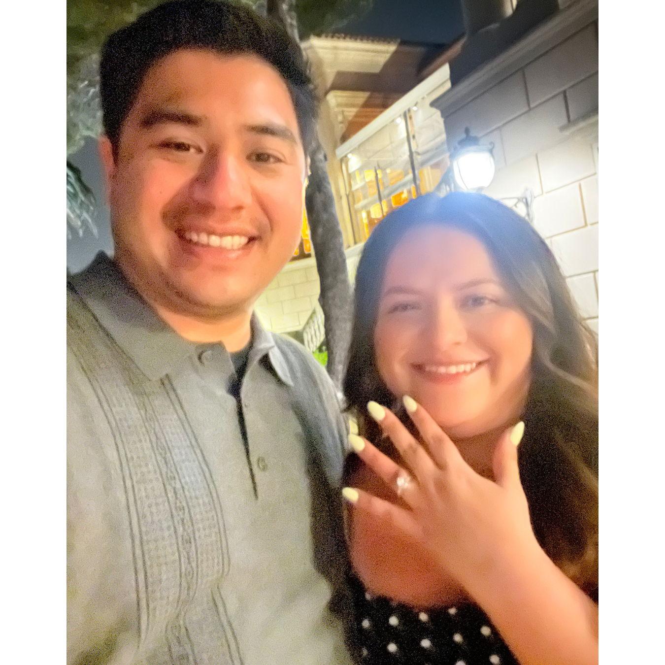 The blurriest photo right after we got engaged!