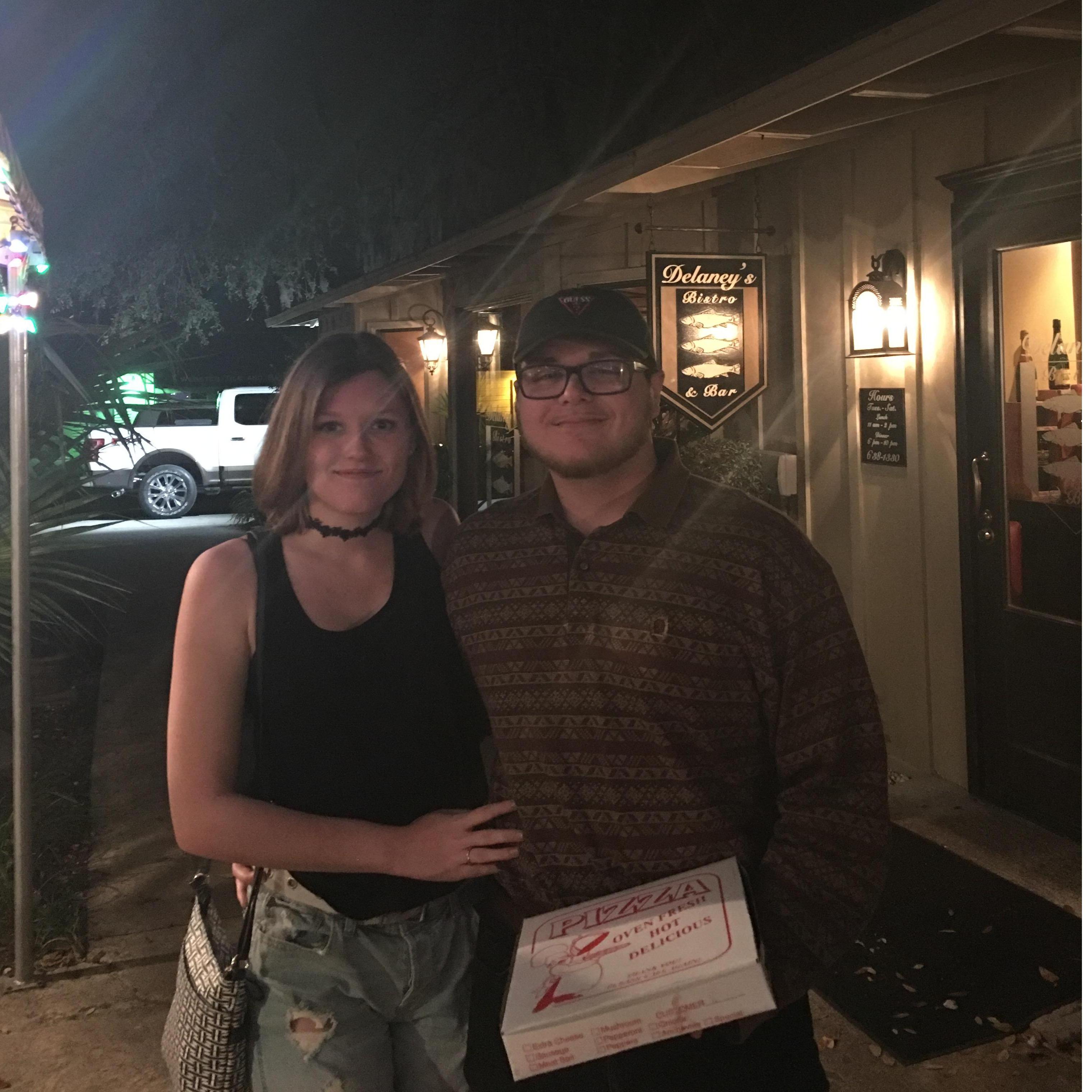 We had a HUGE pizza after a day on St. Simons Island at this hole in the wall pizza place :)