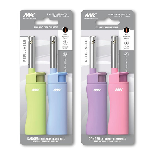 MK Lighter Candle Lighters, Windproof Flame, Ideal as Lighters for Candle, BBQ Lighters, Camping Lighters, Outdoor Lighters, Butane Refillable Lighters (Harmony-4PC)